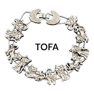 TOFA Silver Cat Bracelet signed